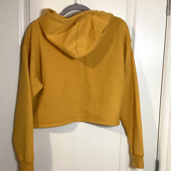 Divided Basics Women's Yellow Cropped Hoodie Size M Oversized Baggy - Picture 4 of 8